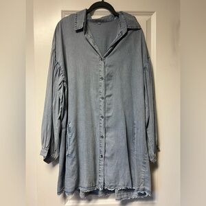 Oversized Denim Button-Up Dress